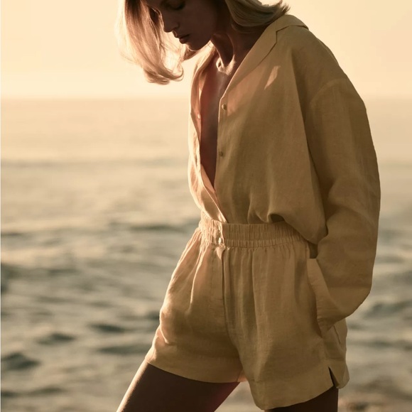 NWT Zara Yellow Linen Shirt and Shorts Set - Picture 16 of 16